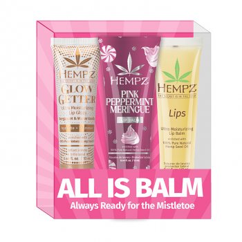 Hempz All is Balm Kit 3 Count - Pink Peppermint Meringue - Glow Getter & Ultra Moisturizing Lip Balm 44 fl.oz.