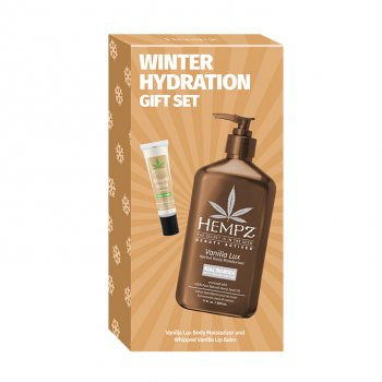 Hempz Winter Hydration Vanilla Gift Set 2 pcs - Vanilla Lux Body Moisturizer 17 fl.oz & Vanilla Lip Balm .44 fl.oz.