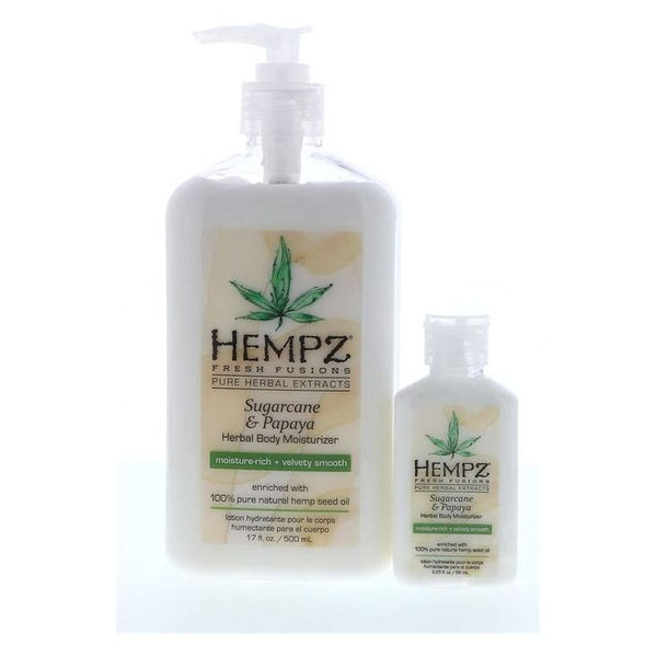 Hempz Herbal Sugarcane & Papaya Body Moisturizer, 17oz  & Mini 2.25oz Bundle