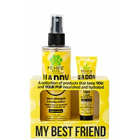 Hempz My Best Friend Petz Sweet Pineapple & Honey Melon Deodorizing Hydrating Herbal Mist 4.22 oz. & Herbal Lip Balm .44 oz. Limited Edition