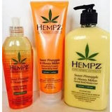 Hempz Sweet Pineapple & Honey Melon Moisturizer, Wash & Oil Combo