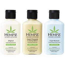 Hempz Original, Sweet Pineapple & Honey Melon, and Triple Moisture Travel Size Moisturizers, Pure, Natural & Herbal Hemp Seed Lotion for Dryness, 2.25oz, 3-Pack Bundle